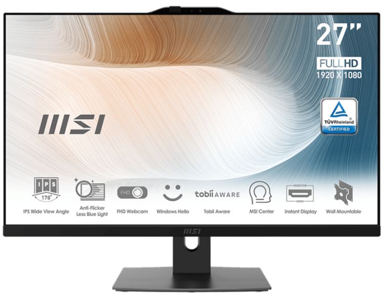 

Моноблок 27'' MSI Modern AM272P 12M-291RU 9S6-AF8211-291 i5-1240P/16GB/512GB SSD/noDVD/Iris Xe Graphics/FHD/cam/BT/WiFi/Win11Pro/black, Modern AM272P 12M-291RU