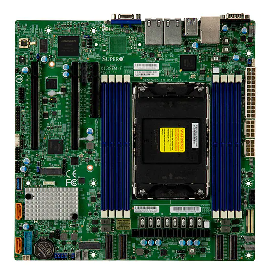 Материнская плата mATX Supermicro MBD-X13SEM-F-B (LGA4677, C741, 8*DDR5 (4800), 10*SATA 6G RAID, 2*M.2, 7*PCIE, 2*Glan, IPMI lan, VGA, COM, 3*USB 3.0,