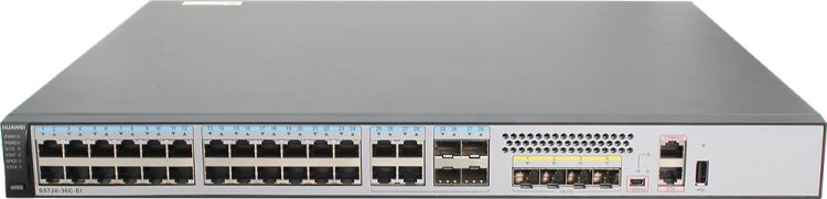 Коммутатор управляемый Huawei 02359562 S5720-36C-EI-AC 28 Ethernet 10/100/1000 ports, 4 of which are dual-purpose 10/100/1000 or SFP, 4 10 Gig SFP+, 1 коммутатор h3c ls ie4300 12p ac l2 industrial ethernet switch with 8 10 100 1000base t ports and 4 1000base x sfp ports ac