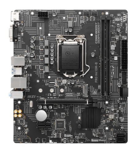 Материнская плата mATX MSI PRO H410M-B (LGA1200, H510, 2*DDR4 (2933), 4*SATA 6G, M.2, 2*PCIE, Glan,