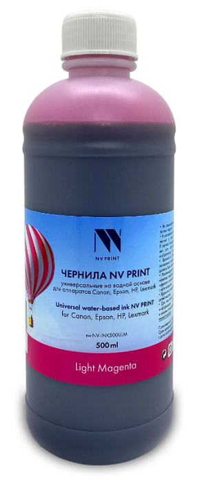 Чернила NVP NV-INK500ULM универсальные на водной основе для аппаратов Сanon/Epson/НР/Lexmark (500 ml) Light Magenta