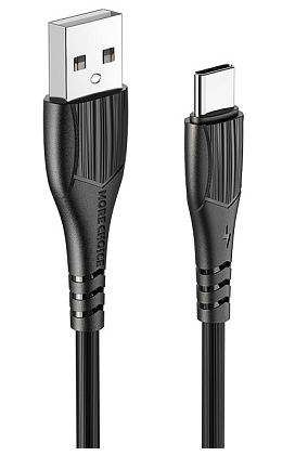 Кабель интерфейсный More Choice K22a USB 2.4A для Type-C TPE 1м Black, цвет черный