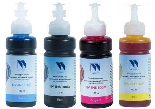 Чернила NVP NV-INK100-4 универсальные на водной основе для аппаратов Epson, комплект 4 цвета по 100