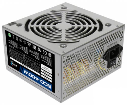 Блок питания ATX AeroCool ECO-450W 4710700957875 450W V2.3 (20/24+4+6pin, вентилятор d120мм) + кабел