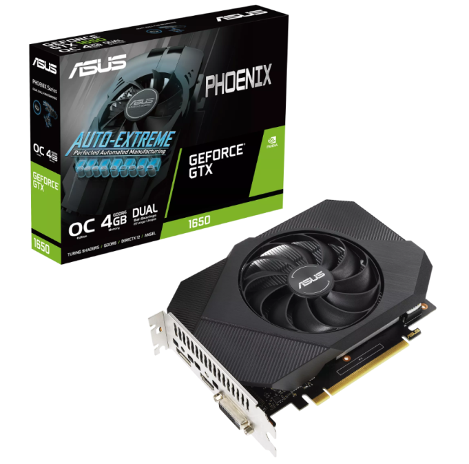 

Видеокарта PCI-E ASUS GeForce GTX 1650 Phoenix (PH-GTX1650-O4GD6-P-V2) 4GB GDDR6 128bit 8nm 1410/12000MHz DVI-D/HDMI/DP, GeForce GTX 1650 Phoenix (PH-GTX1650-O4GD6-P-V2)