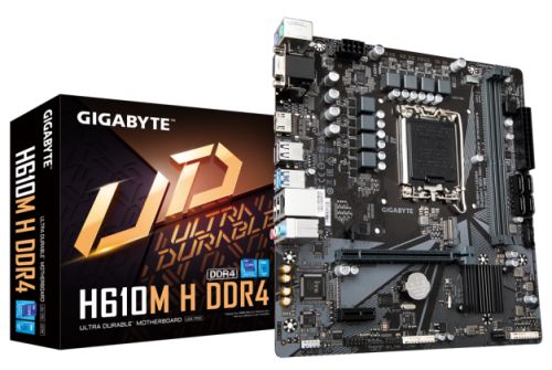 Материнская плата mATX GIGABYTE H610M H DDR4 (LGA1700, H610, 2*DDR4 (3200), 4*SATA 6G, M.2, 2*PCIE,