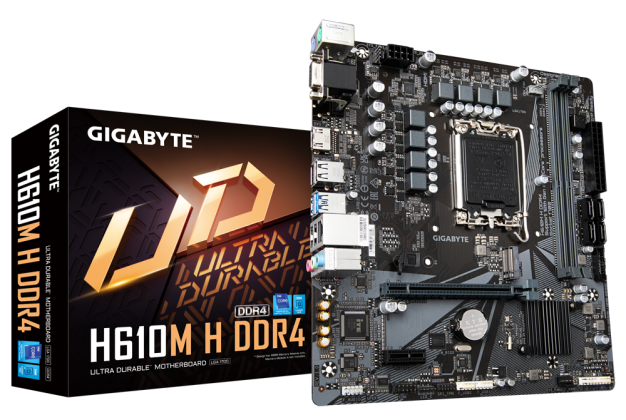 

Материнская плата mATX GIGABYTE H610M H DDR4 (LGA1700, H610, 2*DDR4 (3200), 4*SATA 6G, M.2, 2*PCIE, Glan, HDMI, D-Sub, 2*USB 3.2, 4*USB 2.0), H610M H DDR4