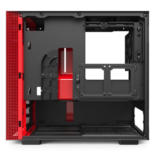 Корпус mini-ITX NZXT H210 black/red, без БП, закаленное стекло, fan 2x120mm, 2xUSB 3.1 (Type-A/Type-С), audio CA-H210B-BR - фото 5