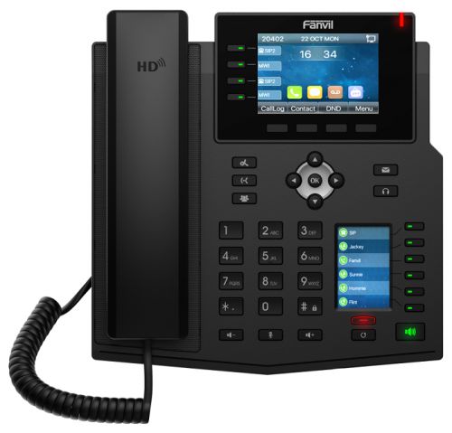 Телефон VoiceIP Fanvil X5U 16 линий SIP, 2 порта Ethernet 10/100/1000, цветной основной дисплей 3,5”