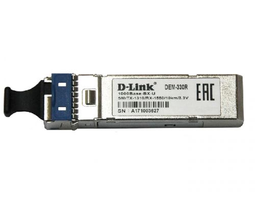 Трансивер D-link 330R/3KM/A1A с 1портом 1000Base-BX-U (Tx:1310 нм, Rx:1550 нм) для одномодового опти
