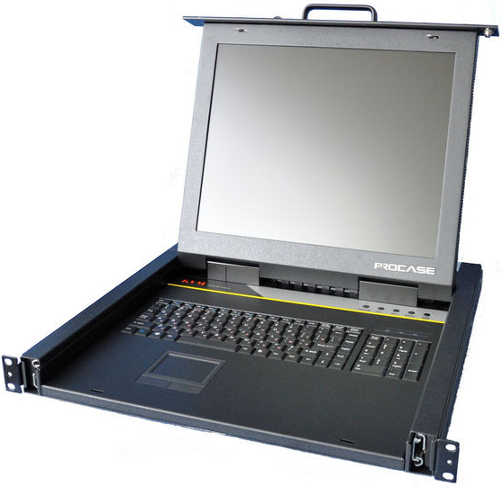 Консоль KVM Procase R1716 (УЦЕНЕННЫЙ) однорельсовая, 16 портов, LCD 17'', single rail console 16 port, LCD D-Sub, USB, разрешение 1280*1024, 16 кабеле