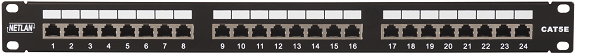 Патч-панель Netlan EC-URP-24-SD2 19", 1U, Cat 5e, 24 порта RJ45 (8p8c), экранированная, Dual IDC (110/KRONE)