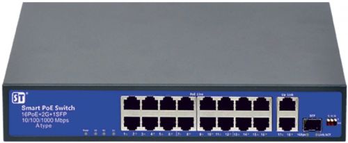 Коммутатор Space Technology ST-S163POE (2G/1S/250W/A) Switch POE 16-ти портовый для обеспечения пров