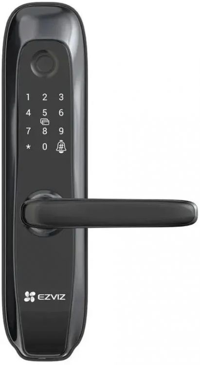 Замок EZVIZ CS-L2 умный, отпечаток пальца, пароль, бесконтактная карта, механический ключ, железная/деревянная дверь 40 до 110 мм, 4 AA батареи, micro