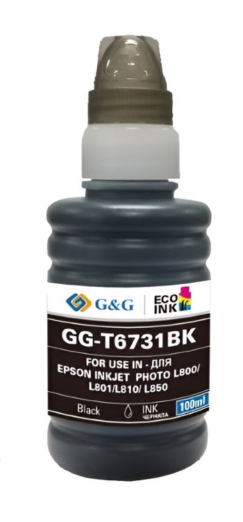 

Чернила G&G GG-C13T67314A черные T6731BK для Epson L800/805/810/850/1800 (100мл), GG-C13T67314A