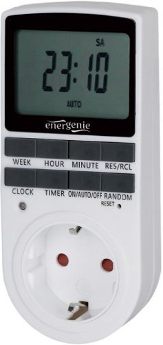 Таймер Energenie EG-SST-01 электрический, в розетку, LCD-дисплей 2.3″, белый
