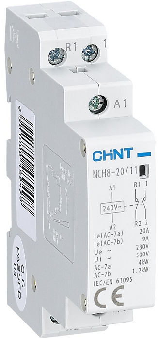 

Контактор модульный CHINT 256052 NCH8-20/11, 20А, 1НЗ+1НО, AC, 220/230в 50Гц (R), 256052