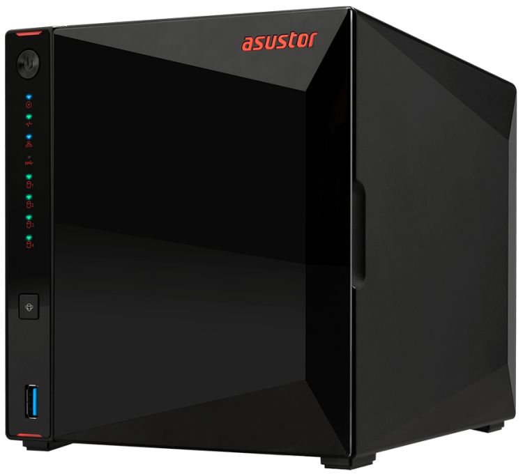 Сетевой накопитель данных ASUSTOR AS5304T 4-Bay NAS/Media player/J4105 1.5GHz, up to 2.5 GHz(Quad-Core), 4GB/noHDD(HDD,SSD)/2*2,5GbE(LAN)/3*USB3.2,HDM