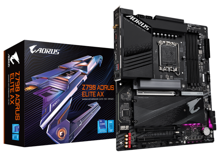 Материнская плата ATX GIGABYTE Z790 AORUS ELITE AX (LGA1700, Z790, 4*DDR5 (7600), 6*SATA 6G RAID, 4*M.2, 3*PCIE, 2.5Glan, WiFi, BT, HDMI, USB Type-C,