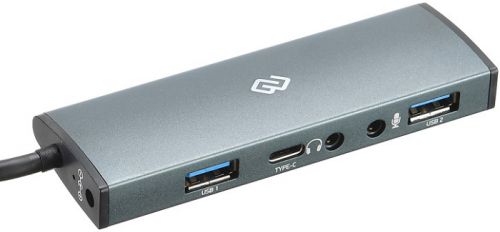 Концентратор USB 3.1 Digma HUB-2U3.0СAU-UC-G 2*USB 3.0, audio, USB Type-C для подключения, серый