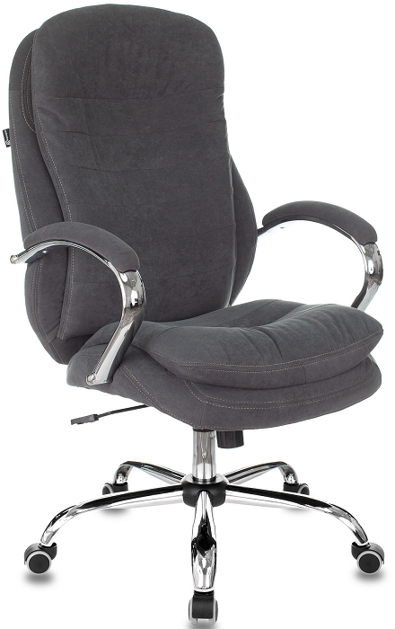 Кресло офисное Бюрократ T-9950SL/ALFA44 руководителя, крестовина металл хром, ворсовая ткань, цвет: серый