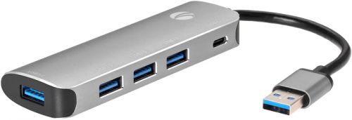 Концентратор VCOM CU4383A USB 3.1 Type-A-4*USB 3.0, USB Type C PD, aluminium shell