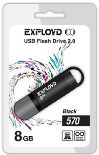 

Накопитель USB 2.0 8GB Exployd 570 чёрный, 570