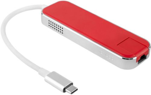 Концентратор Rombica Chronos Red TC-00250 Type-C - 3*USB 3.0 Type-A SuperSpeed, Ethernet (RJ45)