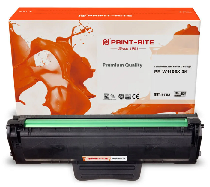 Картридж Print-Rite PR-W1106X W1106X черный (3000стр.) для HP Laser 107a/107r/107w/135a MFP/135r MFP