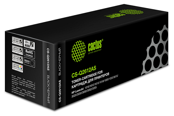 Картридж Cactus Q2612A/Canon FX10/703 CS-Q2612X-MPSXL черный (8000стр.) для HP LJ 1010/1012/1015/1018/1020/1020Plus/1022/3015/3020/3030/3050/3050Z/305