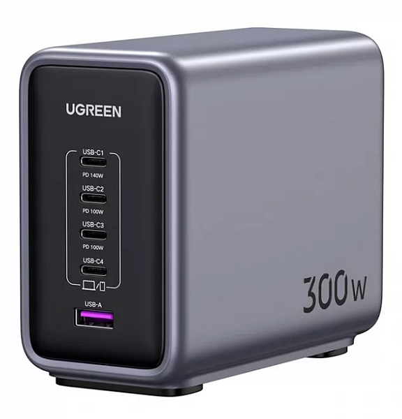 Зарядное устройство сетевое UGREEN CD333 90903B Nexode 300W 5-Port PD GaN Fast Desktop Charger EU. Цвет: серый сетевое зарядное устройство ugreen cd318 15324 nexode mini usb c 20w pd gan fast charger eu цвет белый