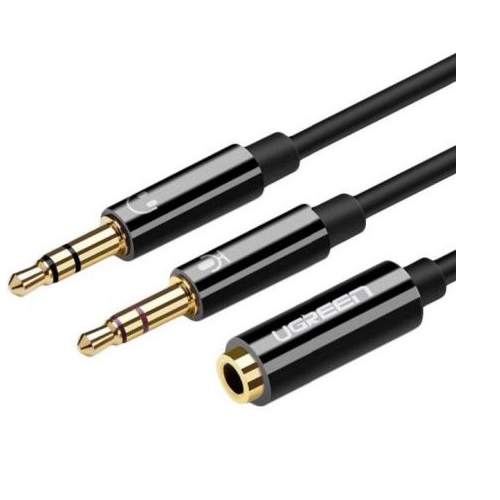 Кабель UGREEN AV140 20898_ 3.5mm Female to 2 Male Audio Cable ABS Case. Длина: 20 см. Цвет: черный