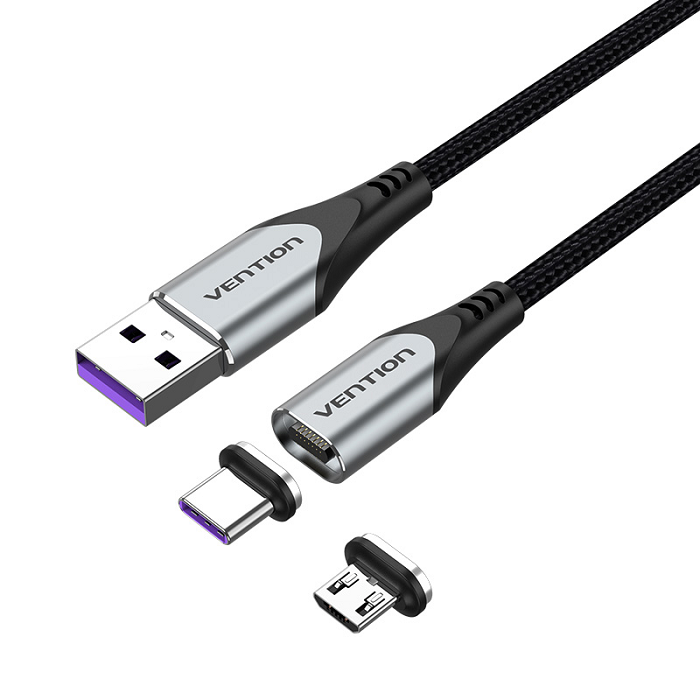 

Кабель Vention CQNHF магнитный 2 в 1 USB 2.0 AM/Micro-B/CM 5А - 1м, CQNHF