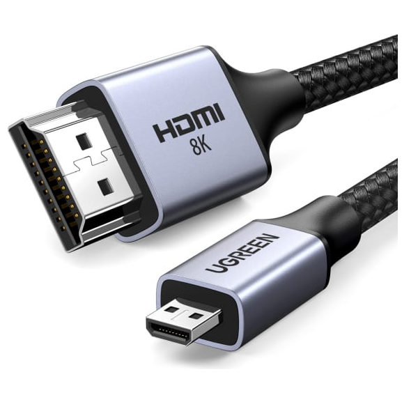 Кабель HDMI-microHDMI UGREEN HD164 15516_ 8K. Длина: 1м. Цвет: серый космос