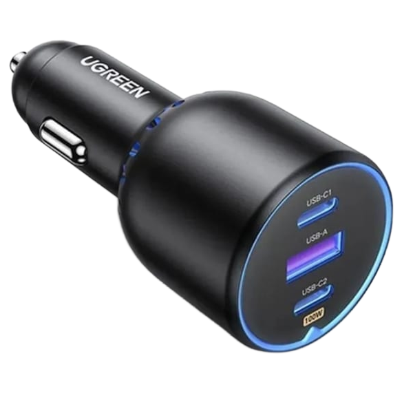 Зарядное устройство автомобильное UGREEN EC705 35025_ 2*USB-C PD+USB-A 130W Fast Car Charger. Цвет: серый