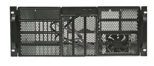 Корпус серверный 4U Procase RE411-D9H3-E-55 черный, 9x5.25+3HDD, без БП, глубина 550мм,MB EATX 12"x1