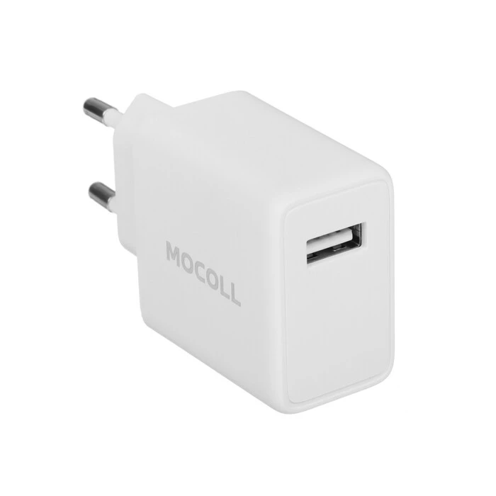 

Зарядное устройство сетевое MOCOLL Lion Series 12WW 12W, USB-A, белый, Lion Series