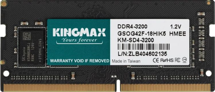 Модуль памяти SODIMM DDR4 4GB Kingmax KM-SD4-3200-8GS 3200MHz CL17 260-pin 1.2В dual rank RTL