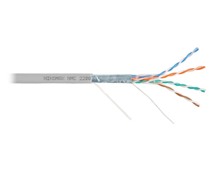 

Кабель витая пара F/UTP 5e кат. 4 пары NIKOMAX NMC 2200A-GY 24AWG(0.50 мм), медь, одножильный (solid), внутренний, PVC, серый, уп/305м, NMC 2200A-GY