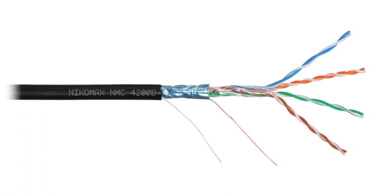 

Кабель витая пара F/UTP 5e кат. 4 пары NIKOMAX NMC 4200B-BK 24AWG(0.51 мм), медь, одножильный (solid), внешний, PE, чёрный, уп/305м, NMC 4200B-BK