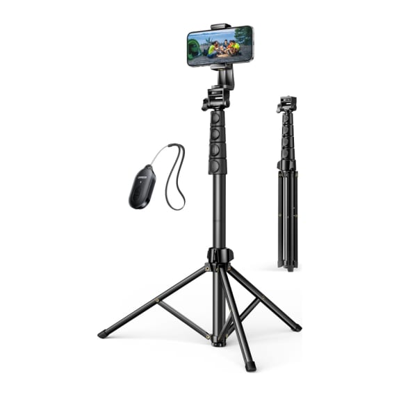 phone tripod 55inch professional video recording camera photography stand for xiaomi iphone gopro with selfie remote para Трипод UGREEN LP680 15609_ 1.7m With Bluetooth Remote For selfie Livestream. Цвет: черный