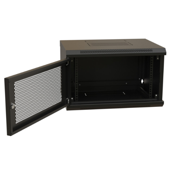 Шкаф настенный LANDE LN-SH12U5440-BL-F0-3 NetBOX SOHO, 12U 19, 540x400x595мм, разборный, дверь перфорация, цвет черный цена и фото