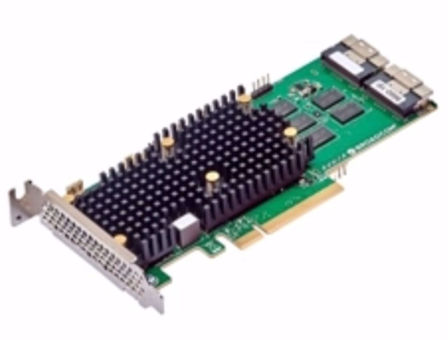 Адаптер LSI 05-50107-00 9660-16i SGL, PCIe 4.0 x8, LP, 24G SAS/SATA/NVMe, RAID 0,1,5,6,10,50,60, 16port(2x8 SFF-8654), 4GB Cache, SAS4116 ROC, RTL