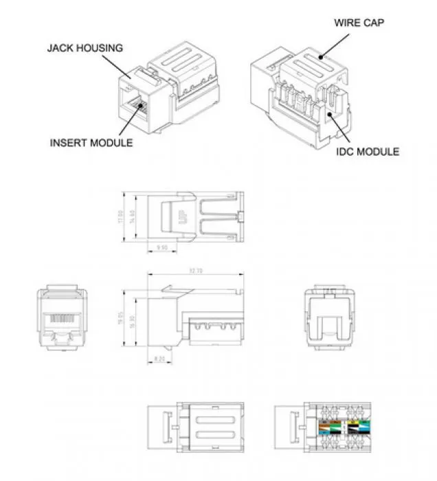 фото Hyperline KJNE-6P6C-C2-90-WH