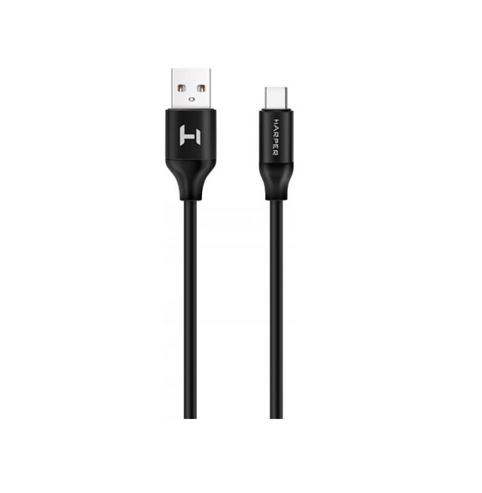 Кабель Harper SCH-732 black USB - USB type-C, силиконовый, для зарядки и синхронизации, 2м, зарядка устройства до 2х ампер цена и фото