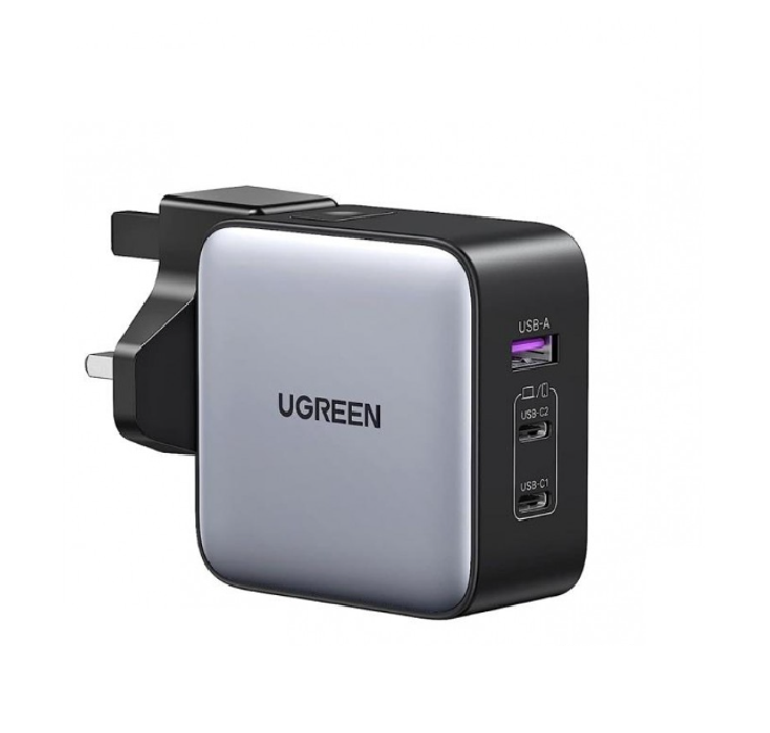 

Зарядное устройство сетевое UGREEN CD296 90409 USB-A/2*USB-C GaN, 65W со сменными вилками, серый космос, CD296