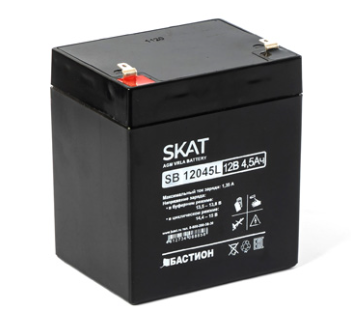 Аккумулятор Бастион SKAT SB 12045L свинцово-кислотный тип AGM 12V 4,5Ач Iзар.1,35А, ножевые клеммы