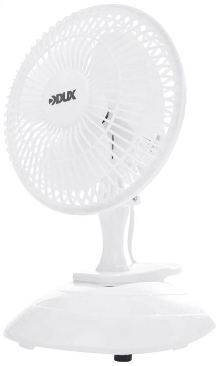 Вентилятор настольный DUX DX-614 60-0211 прищепка, 15 Вт, 15 см лопасти, 19 см решетка, белый
