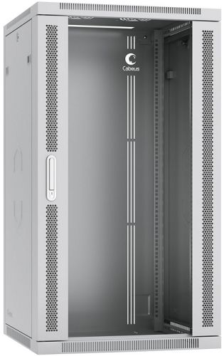 Шкаф настенный 19", 22U Cabeus SH-05F-22U60/45-R 600x450x1082mm (ШхГхВ) дверь стекло, цвет серый (RA