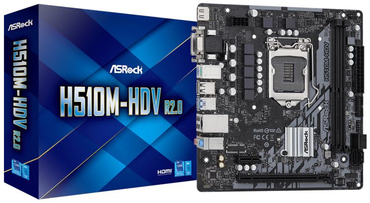 

Материнская плата mATX ASRock H510M-HDV R2.0 (LGA1200, H510, 2*DDR4(3200), 4*SATA 6G, 2*PCIE, 7.1CH, Glan, 2*USB 3.2, HDMI/DVI-D/D-Sub), H510M-HDV R2.0